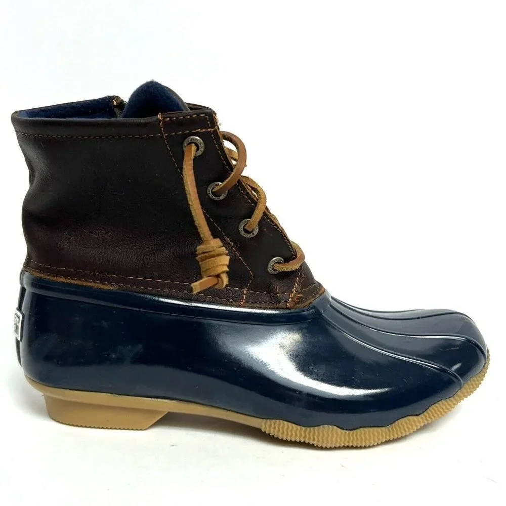 Sperry Womens Saltwater Boot Tan/Navy Size 8 M